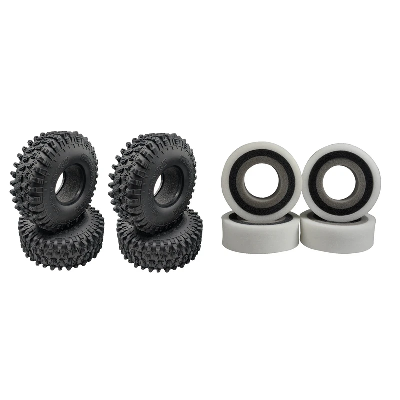 

4 PCS 120Mm 1.9 Rubber Rocks Tyres Wheel Tires & 4 Pcs Insert Inlay Foam Sponge For 1.9 Inch RC Crawler Tires