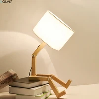 nordic creative wood table lamp log color fabric lampshade foldable button switch table lamp bedroom study bedroom bedside light