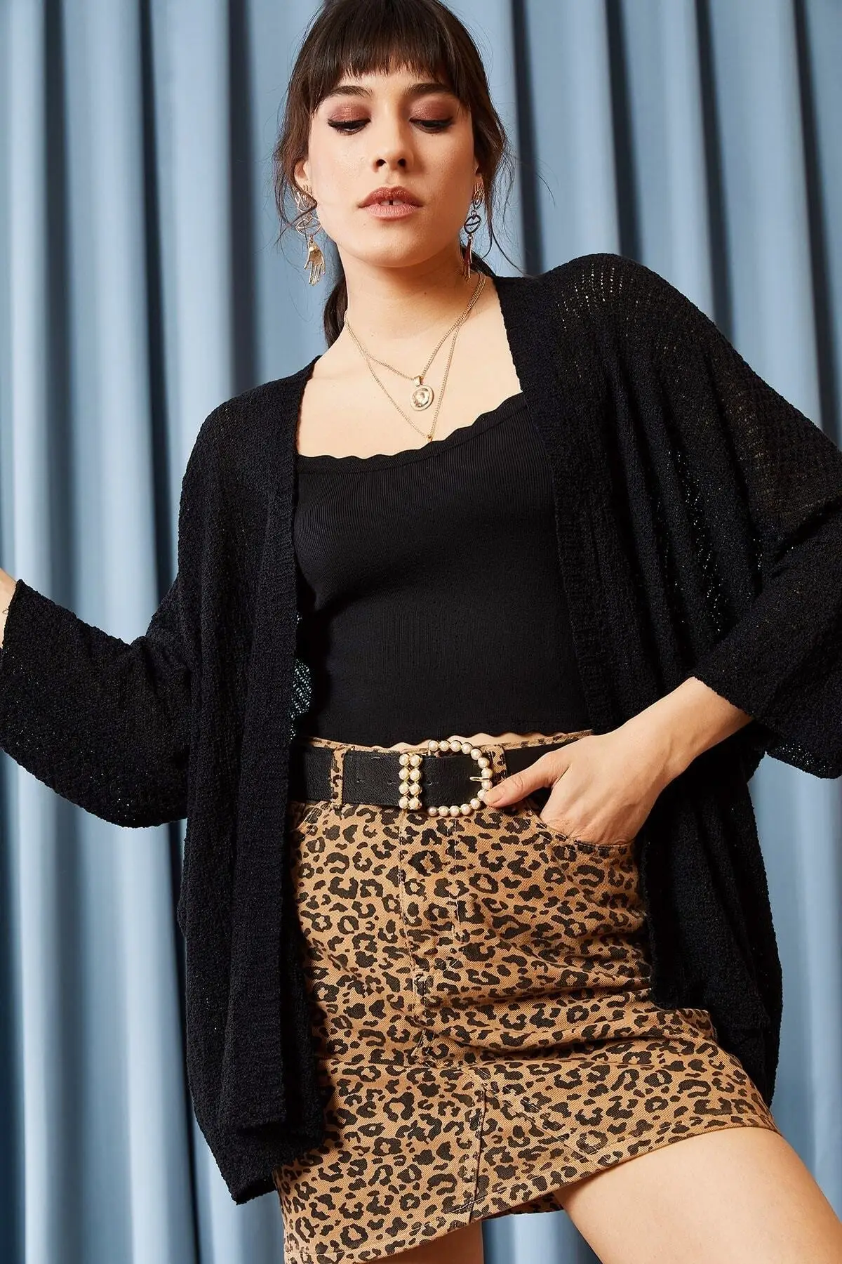 

Women's Cardigan Black Bat Spring Casual Knitted Quality Fashion Cardigan Sweaters Loose Sweater Jumper