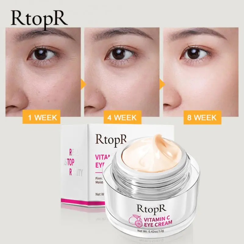 

RtopR Vitamin C Eye Cream Anti Wrinkle Massage Cream Anti-Aging Dark Circles Fades Fine Lines Remove Eye Bags Puffiness Firming