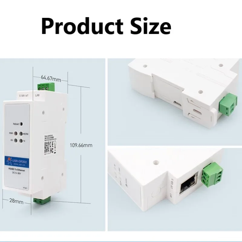 USR-DR302 Din-рейка серийный RS485 в Ethernet TCP IP Серверный модуль Ethernet-преобразователь Modbus RTU