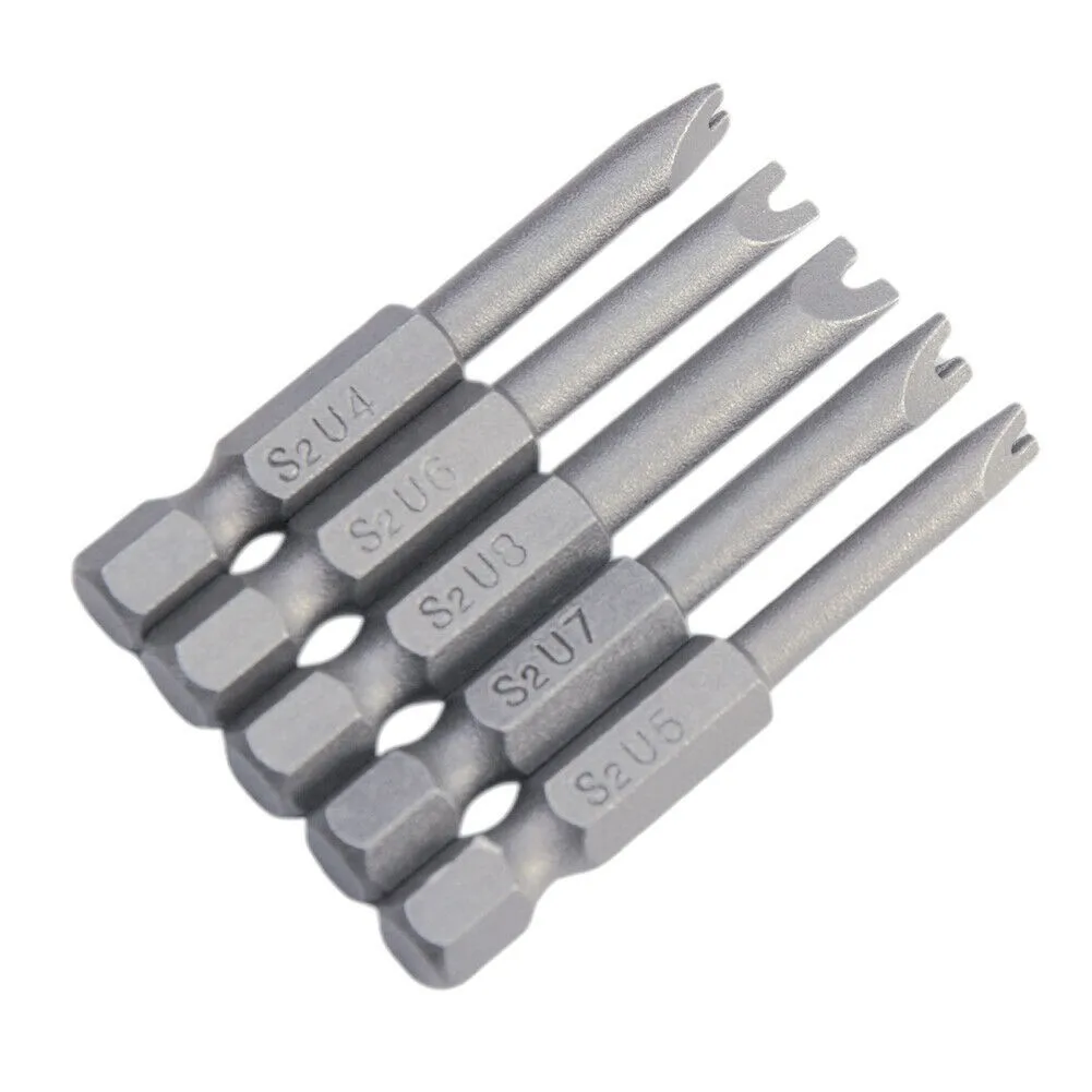 

5 Pcs/Set Magnetic U Shape Screwdriver Security Bits Tool 1/4" Hex Shank 50mm For Electric/hand Screwdrivers Tool Accessories