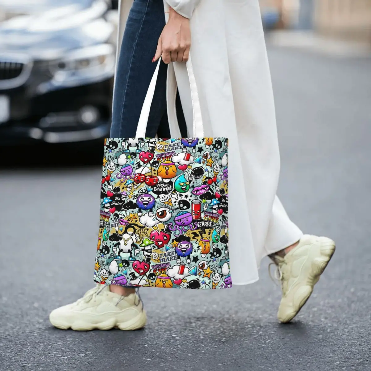 Graffiti Fun Women Canvas Handbag Large Capacity Shopper Bag Tote Bag withSmall Shoulder Bag