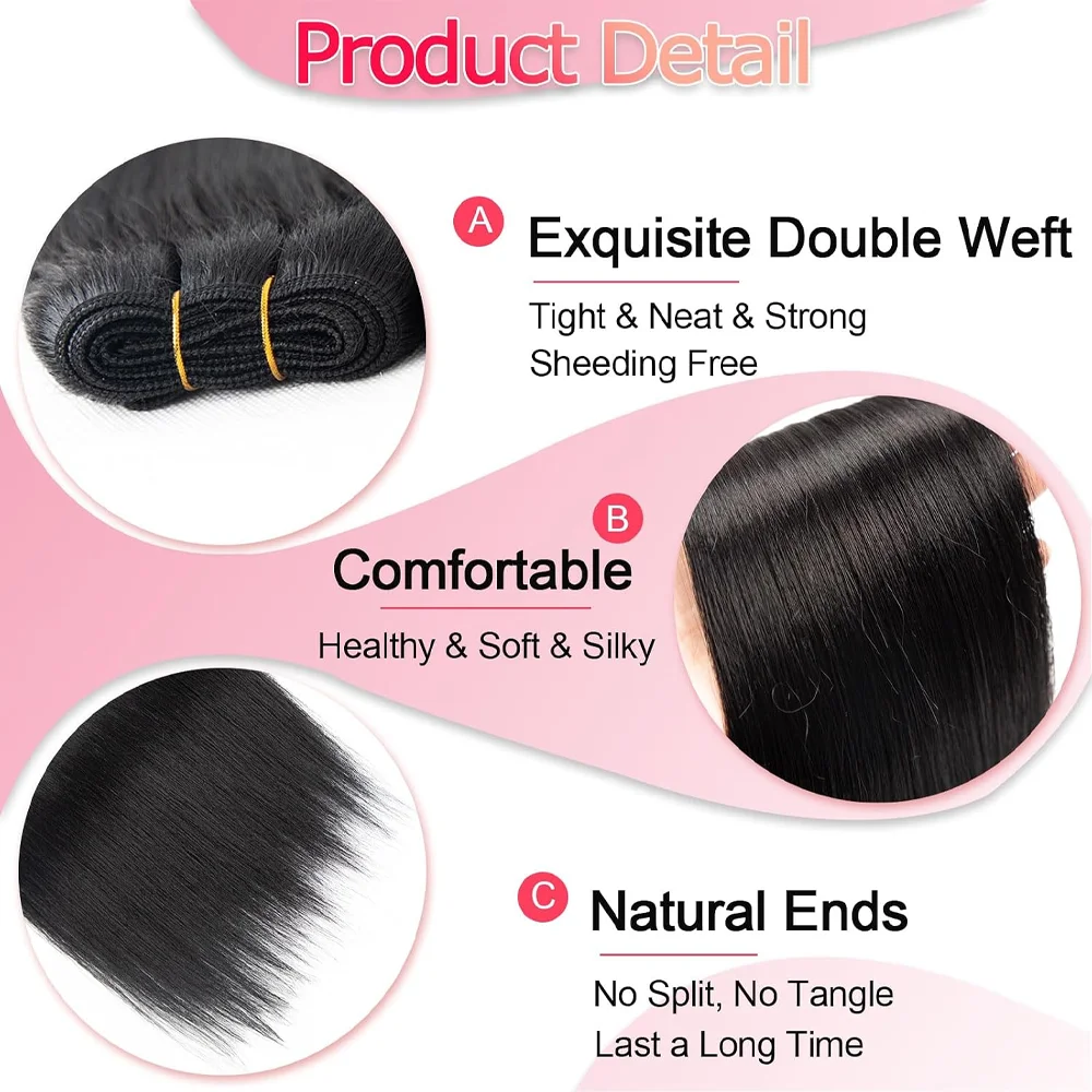 Фото Наборы прямых волос 12A Tissage Cheveux Humains Bone Straight: двойные машинные швы, натуральные волосы Реми для наращивания №4