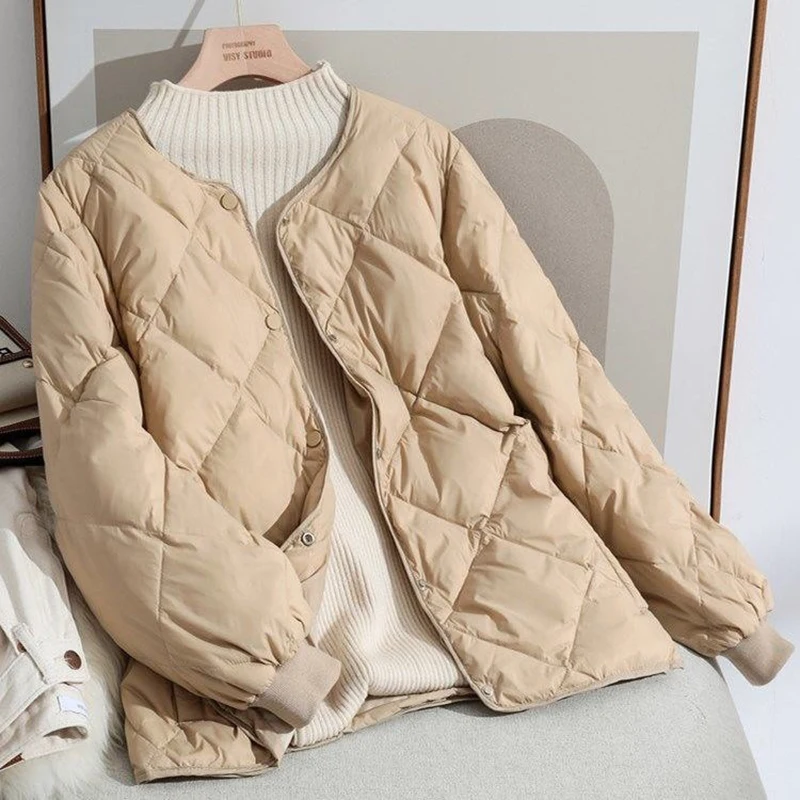 2025 зимняя теплая короткая куртка пуховые хлопковые пальто топы женские