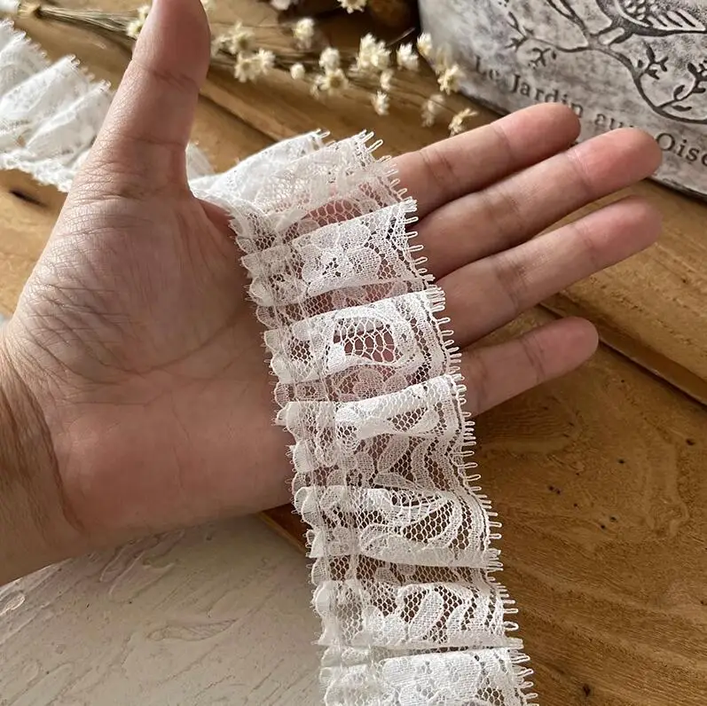 4 метра/Лот белая кружевная плиссированная лента детская одежда декоративный
