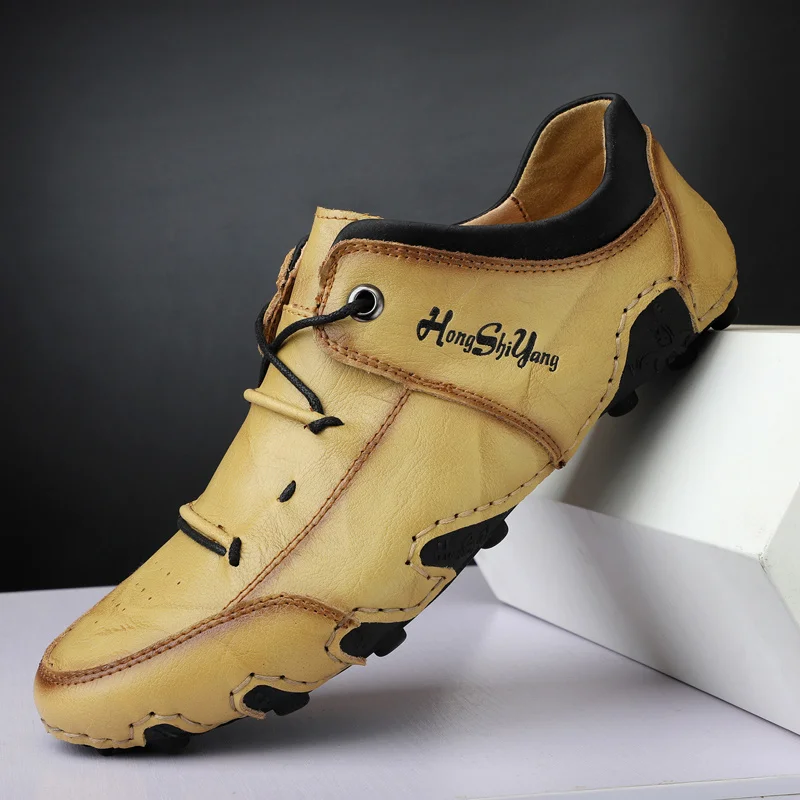 

Mens Leather Shoes Casual Summer Fashion Male Loafers Platform Walking Driving Outdoor Business Dress Formal Luxury Flat