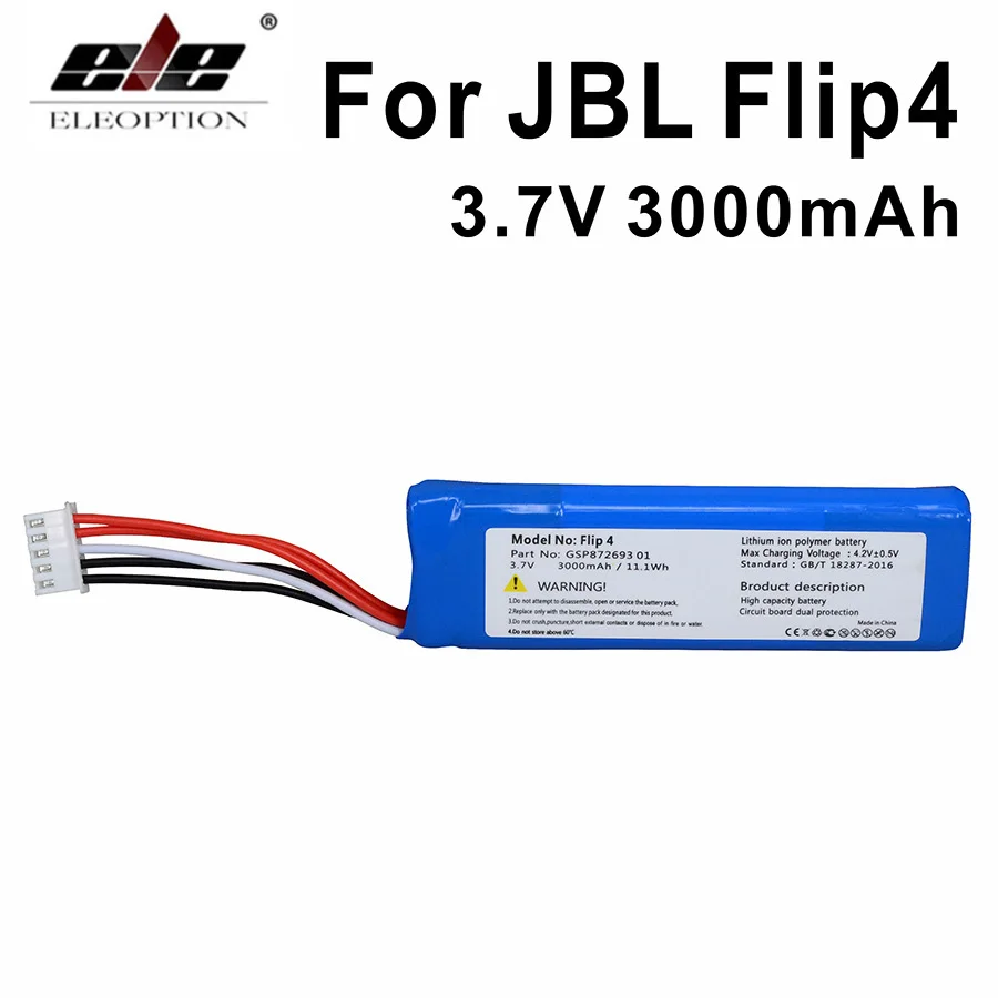 

ELEOPTION Replacement GSP872693 01 3.7v 3000mah battery for JBL Flip 4/Flip 4 Special Edition Bateria