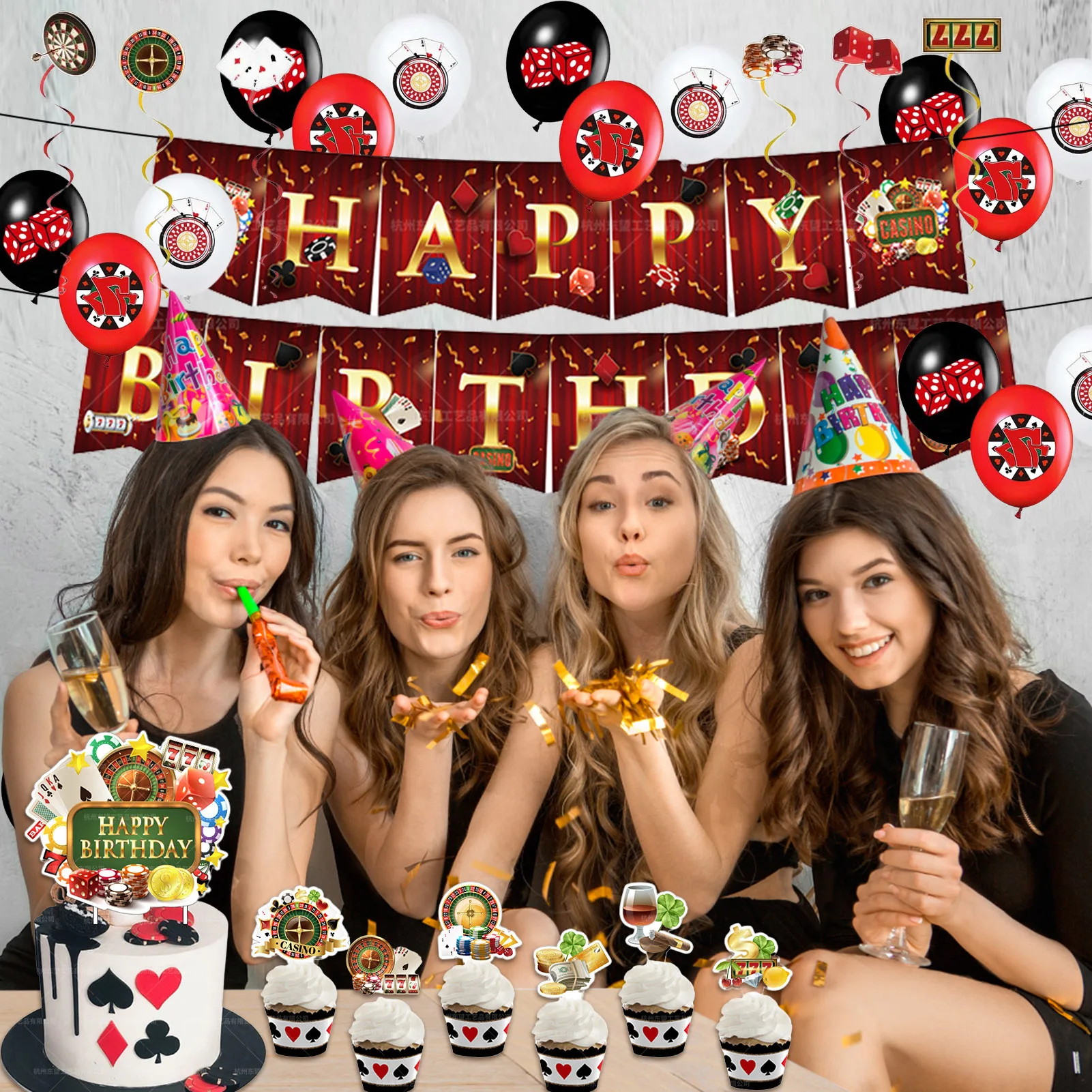 Казино аксессуары для украшения дня рождения казино вечеринки Лас-Вегаса покер с