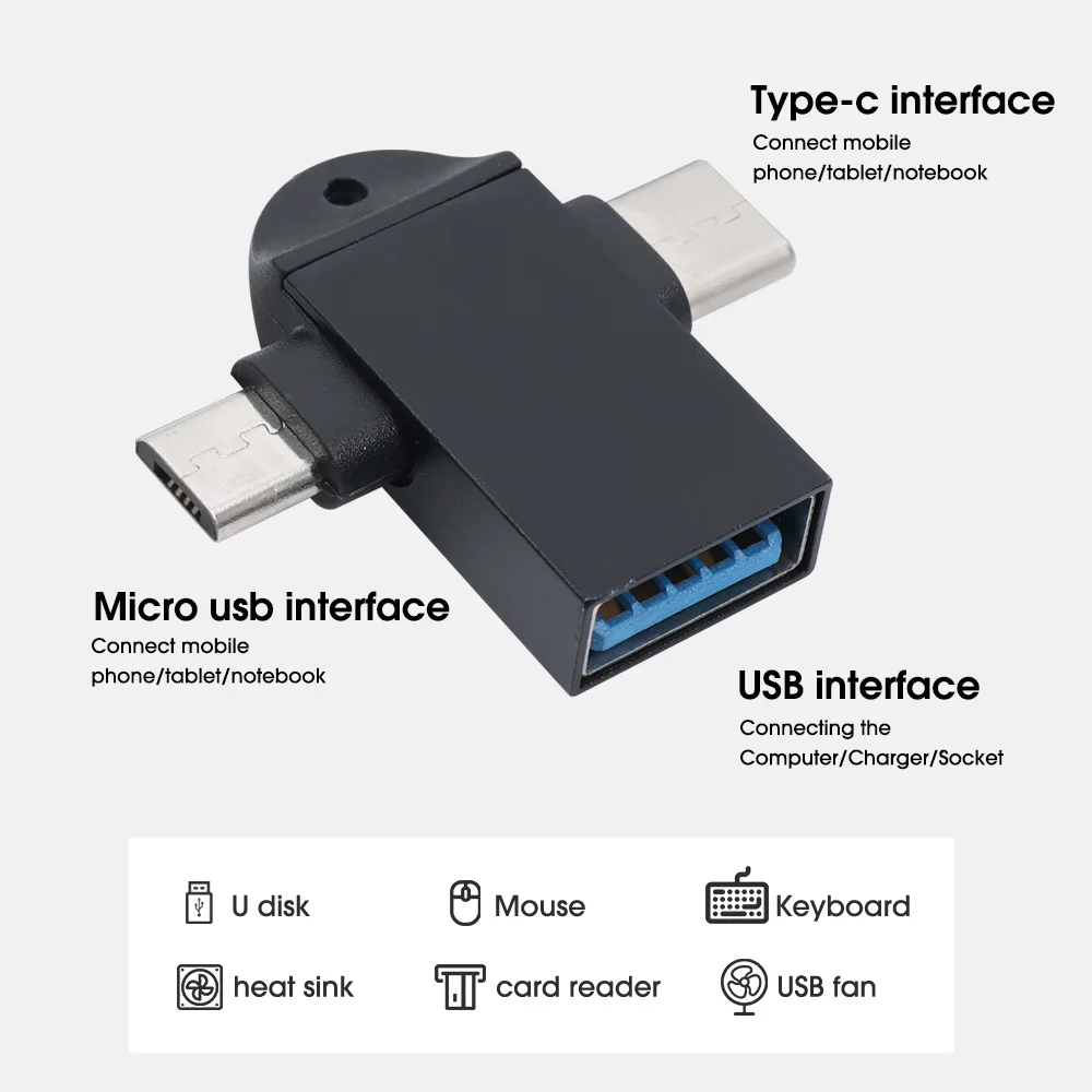 Адаптер OTG 2 в 1 переходник с USB 3 0 мама на Micro Type C папа адаптер для синхронизации