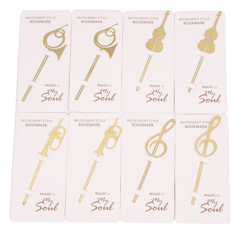 

8 Pcs/Lot Western Instrument Book Mark Vintage Metal Music Bookmark Trumpet Violin Stationery School Supplies Marcapaginas F145