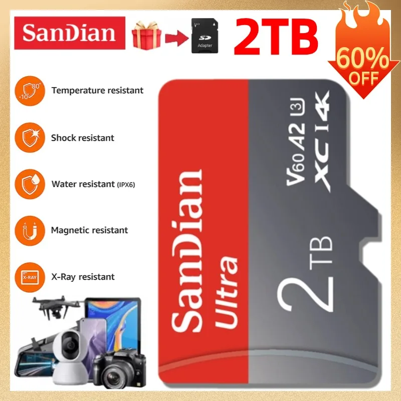 Ultra Micro Card 2TB SD SD/TF Flash 100Mb/s 1TB Карта памяти 128GB Камера Видео U3 C10 A2 Карты TF Для телефона