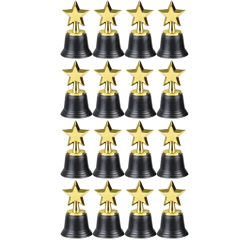 16 шт. детские пластиковые трофеи с золотой звездой трофей золотого цвета для