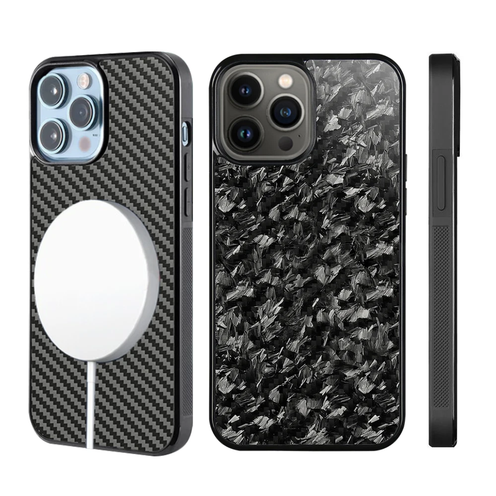 

/Кованый чехол из волокна для телефона с краями для чехла Magsafe 13 Pro Max Carbon Pro Iphone Max с защитой от падения 12, глянцевый углеродный 14 Max
