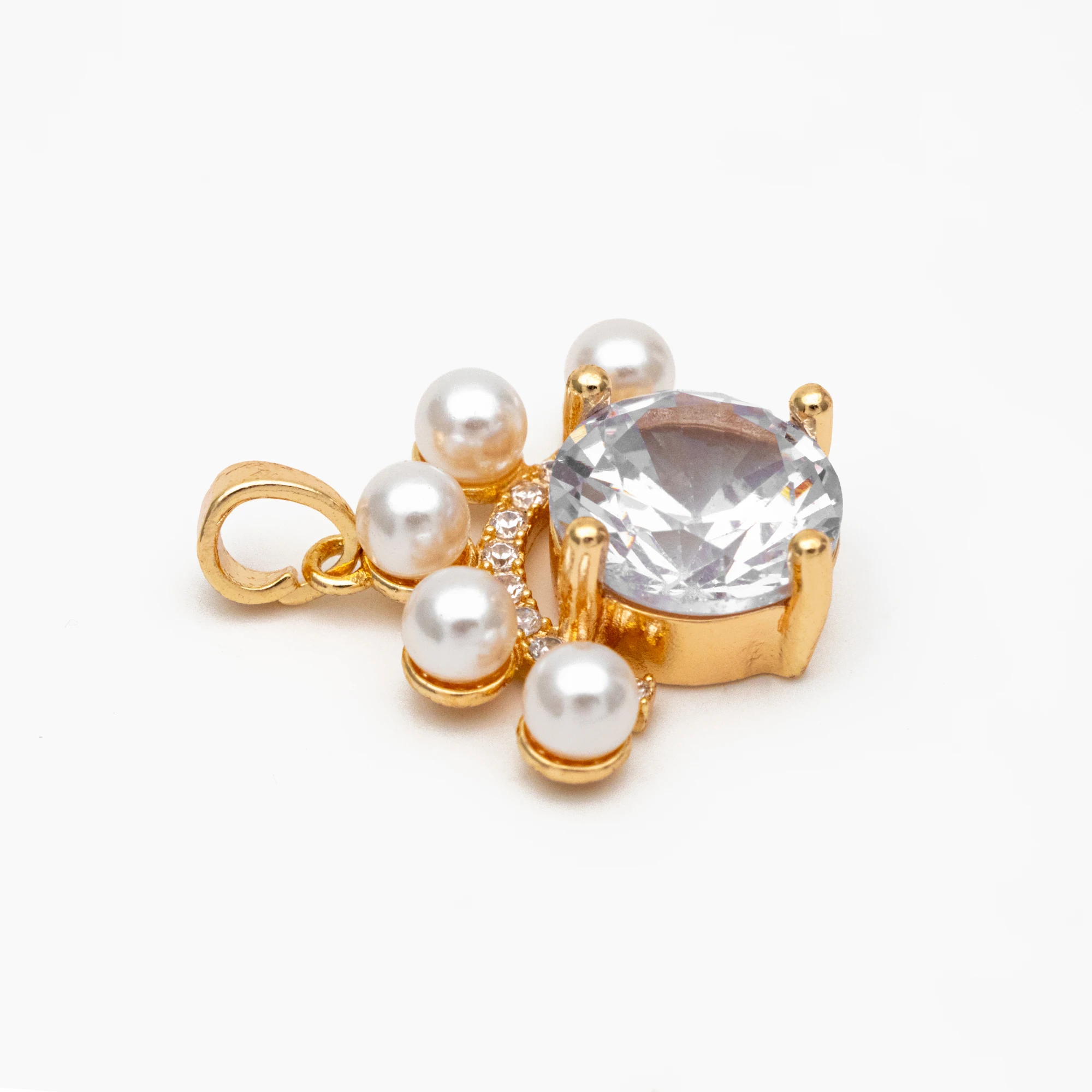 Круглые позолоченные подвески с кубическим цирконием 4 шт. латунь покрытием из