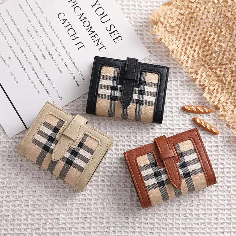 

PU Leather Lattice Coin Purse Plaid Multi Card Pockets Women Wallet Women Card Bags Organ Card Holder Credit Card Clip