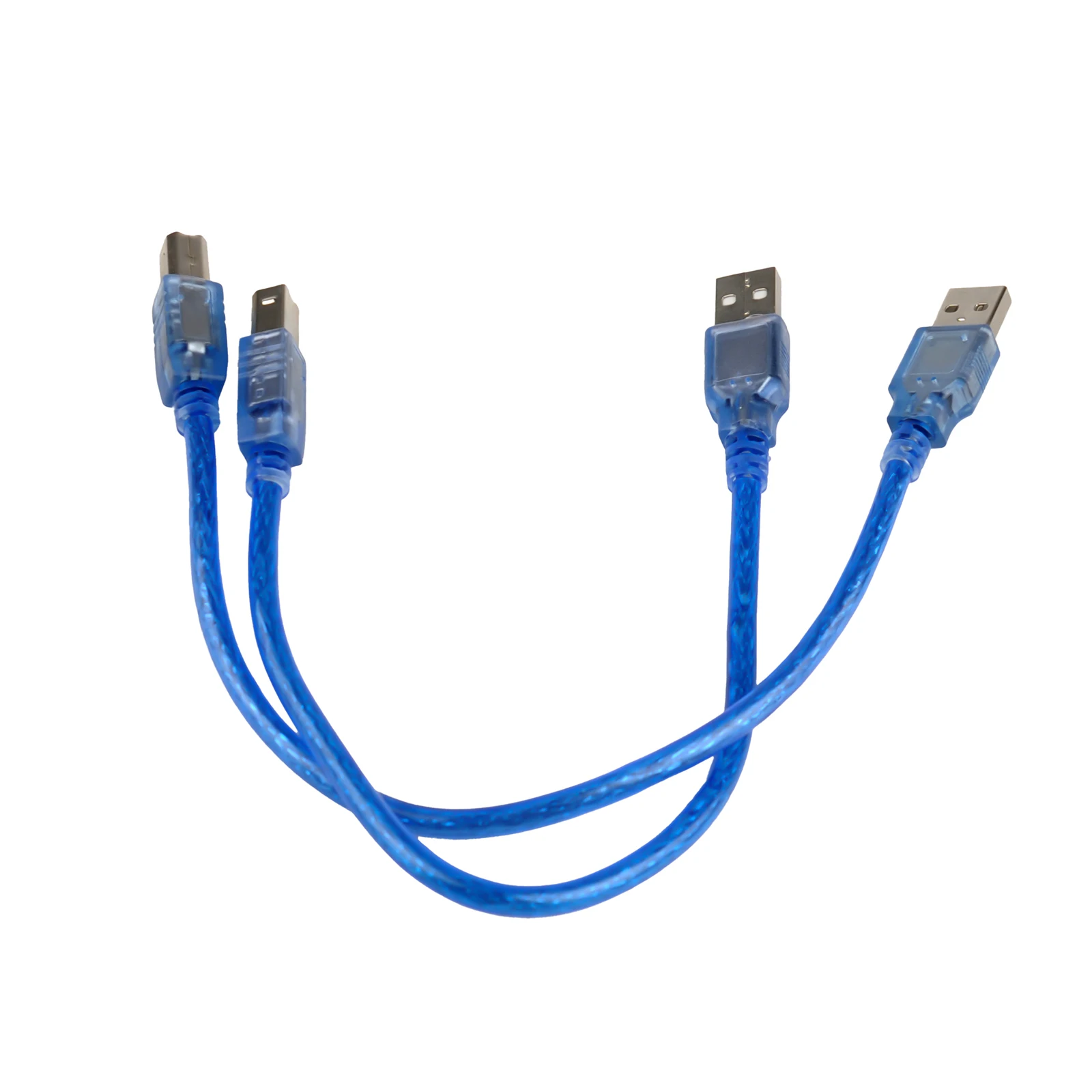 Фото Кабель USB 2.0 Mini USB, 5-контактный, Т-образный, 30 см, прозрачно-синий, для плат разработки, периферийных устройств ПК, аксессуаров и наборов инструментов. №5
