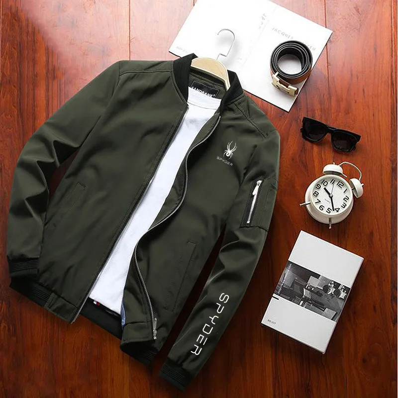 2024 New Spider Spring Fall Men's Outdoor Jacket Casual coat men's baseball uniform Young man in leather