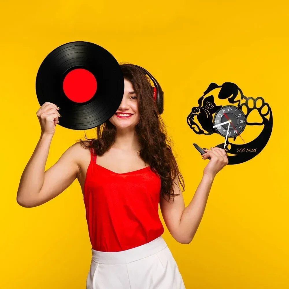 Персонализированные настенные часы с изображением мопса для зоомагазина щенка