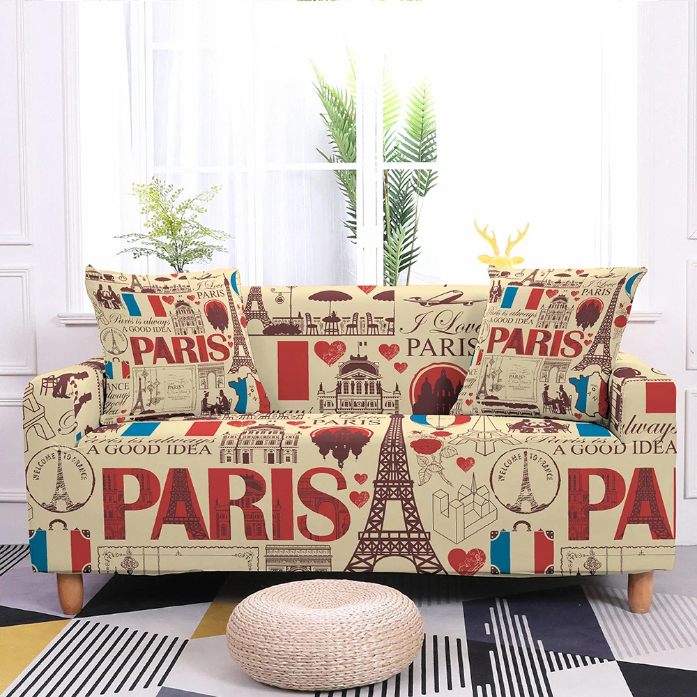 

Retro Paris Tower Print Simple Fashion Sofa Covers 1-4 Seat Sofa Covers Living Room Decorations Sofa Cover Furniture Decorations