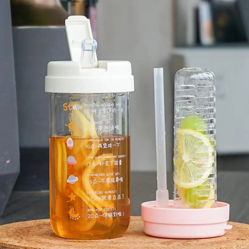 

Tea Separation Water Glass High-value Scale Portable Cup Creative Straw Cup Wholesale Flower Tea Cup Sippy Cup 2023