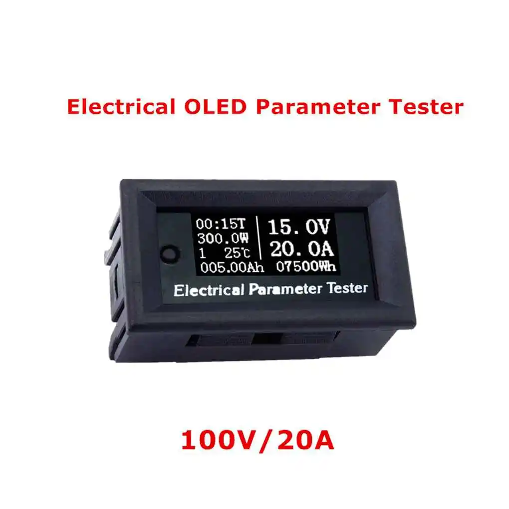 

100V 20A 7in1 OLED Multifunction Tester Voltage Current Time Temperature Capacity Voltmeter Ammeter Electrical Meter