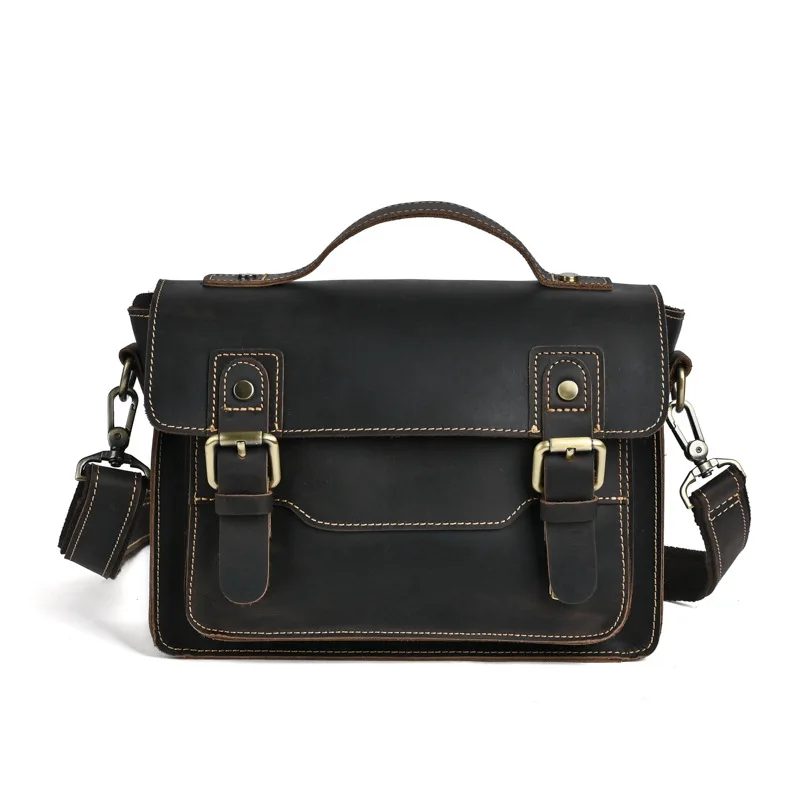 New Vintage Real Leather Messenger Bag For High Quality Shoulder Bag Business Travel Crossbody Bags Sling Bag Retro