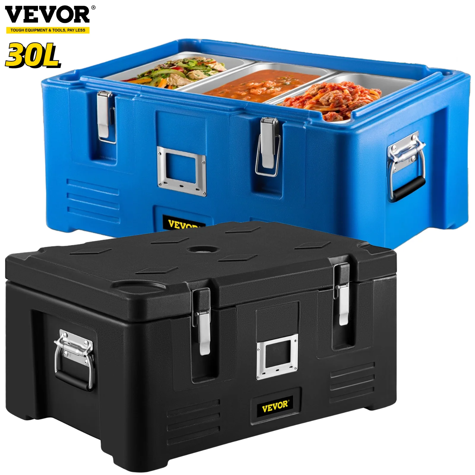 

VEVOR 30L изолированный шкаф, 3 кастрюли, контейнер для доставки пищевых продуктов, Штабелируемый верхний погрузчик, наружная холодильная кабин...