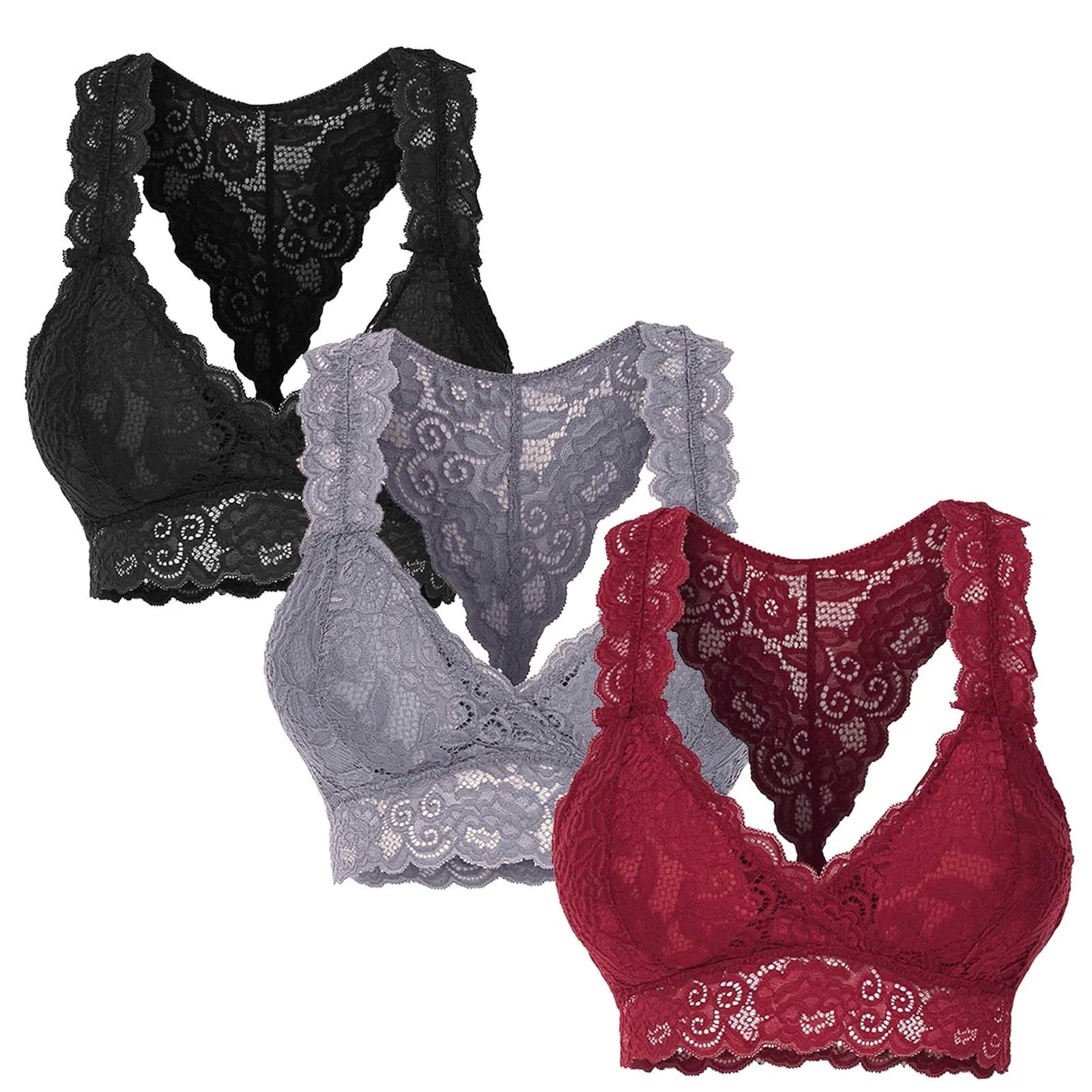 

New Women Plus Size Vest Crop Wire Free Bra Lingerie Sexy V Neck Underwear Lingerie S 3XL