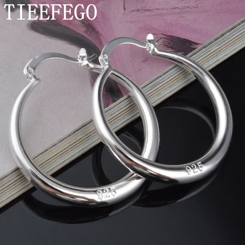 

TIEEFEGO Fashion Jewelry 925 Sterling Silver Earrings Smooth Round Earrings, Women's Jewelry Classic Party Favors