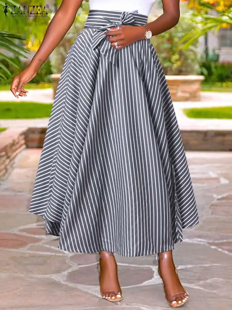 ZANZEA богемные длинные юбки Повседневные на шнуровке молнии Saias Jupe оверсайз