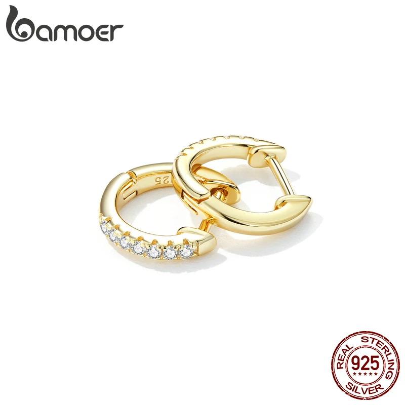 Женские маленькие серьги-кольца Bamoer 925 пробы серебряные серьги-гвоздики |