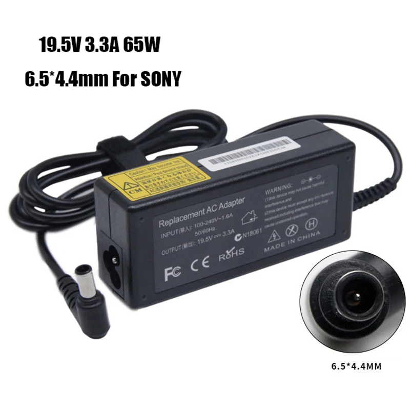 Зарядное устройство переменного тока для ноутбука SONY Vaio, 19,5 в, 6,5 А, 65 Вт, 4,4 * мм