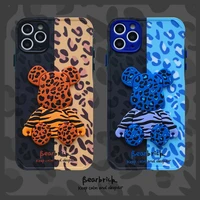leopard print gloomies bear phone cases for iphone 13 12 11 pro max mini xr xs max 2022 couple luxury designer trendy cover