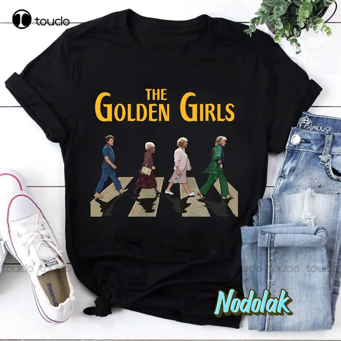 Golden Girls Crossing Road T-Shirt The Stay Golden Shirt The Golden Girls Shirt Funny Art Streetwear Cartoon Tee Custom Gift