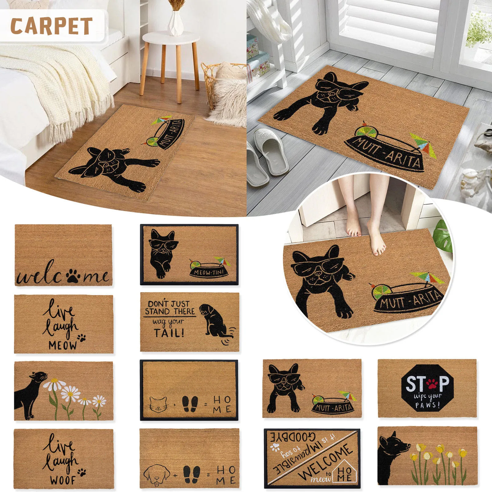 

Custom Doormat Personalized giftsText Name Pet Dog Cat Photo No Need to Knock We Know You're Here,indoor/outdoor carpet Door mat