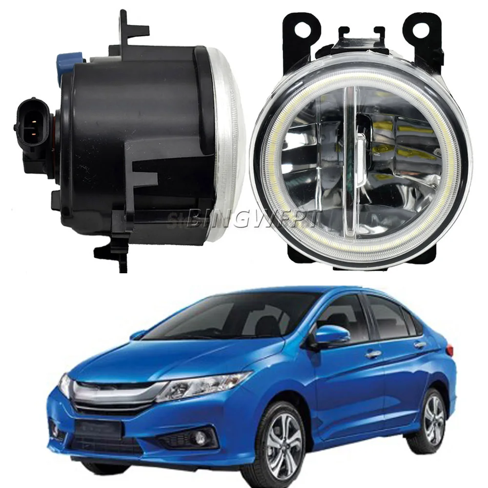 

2 Pieces Fog Light with Angel Eye DRL For Honda City Grace Ballade 2014-2018 Car Front Bumper LED Fog Driving Lamp H11