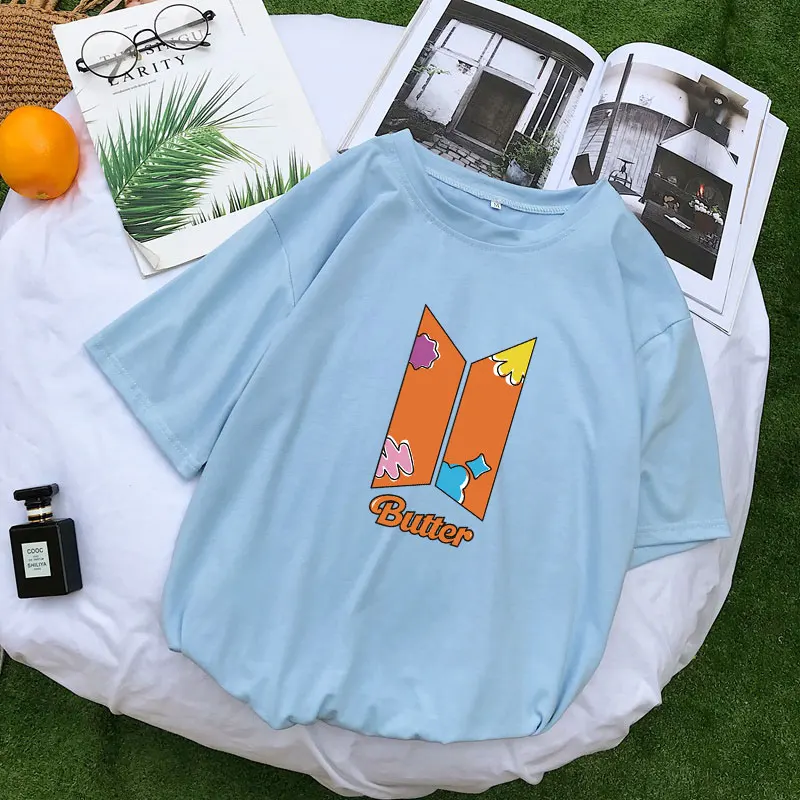

Women's T-Shirts Bangtan Boys Butter Album T Shirts Summer Short Sleeve Casual Korean Kpop Fashion Woman Blouses Top y2k Clothes