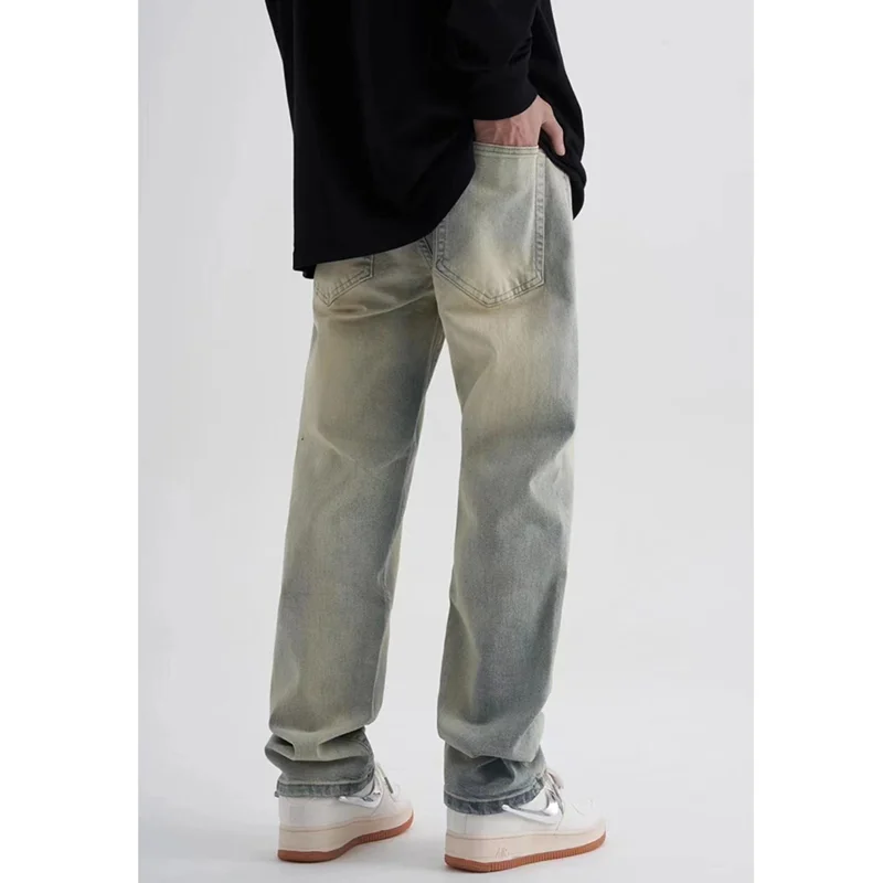 Streetwear Men 2022 New Pattern Recreational Broad Leg Straight Pants Cylinder Comfortable Loose Light Colour Jeans Autumn Women