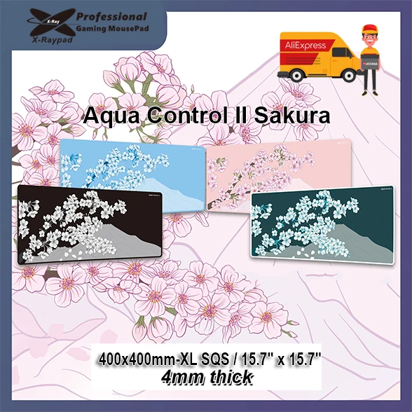 

400x400x4mm-XL SQS / 15.7" x 15.7" X-raypad Aqua Control II Sakura Gaming Mouse Pads