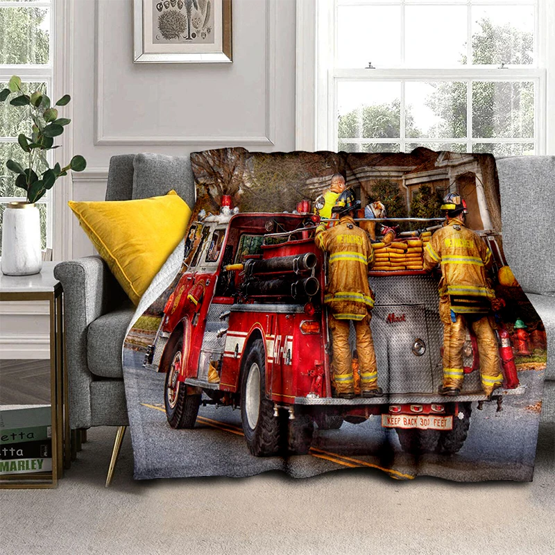 

Firefighters Fire Flannel Theme Throw Blanket Cozy Soft Lightweight Warm for Couch Sofa Bed Decorate Kids Adults Birthday Gifts