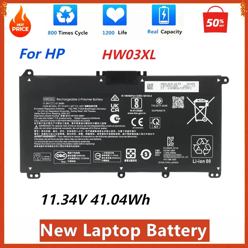 Новый аккумулятор для ноутбука HW03XL HP Pavilion 15-EG 15-EH Series 15-EG000 15-EH000 17-CP 17-CN TPN-Q246 TPN-Q245