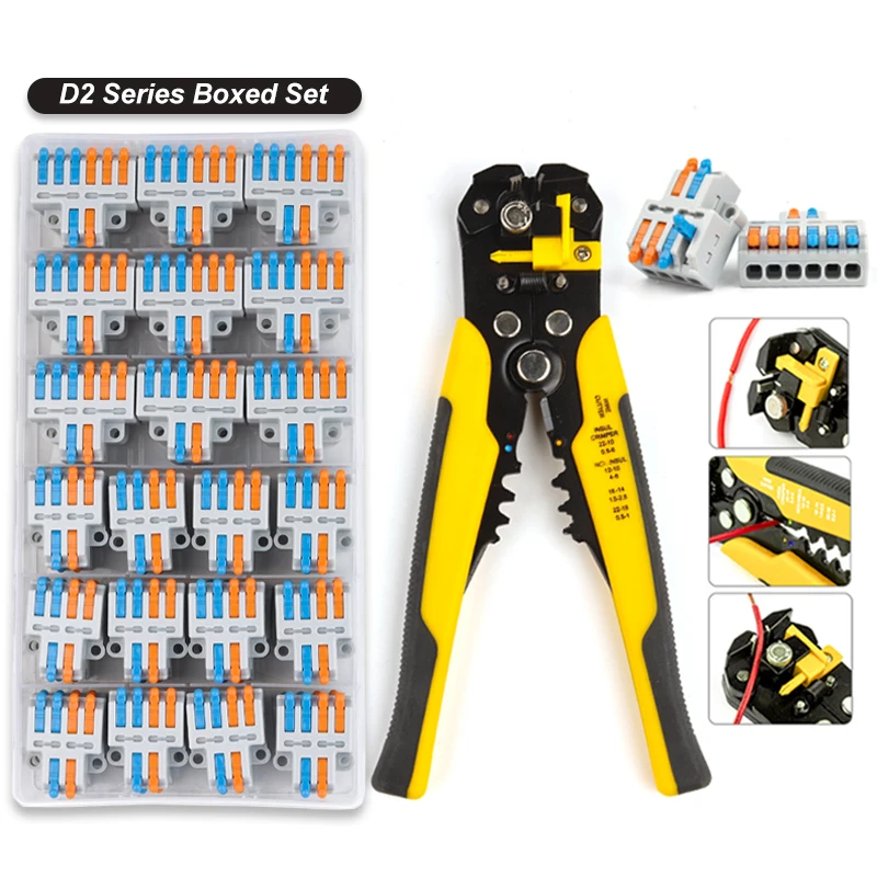 

Lever Wire Connector with Stripping tool Kit Mini Wire Splitter Compact Conductor Connector For Household circuit connection