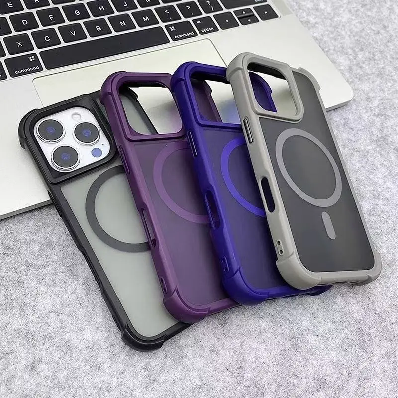 Фото Магнитный роскошный матовый противоударный чехол для iPhone 15 14 13 12 11 16 17 Pro Max с беспроводной зарядкой и поддержкой MagSafe №5