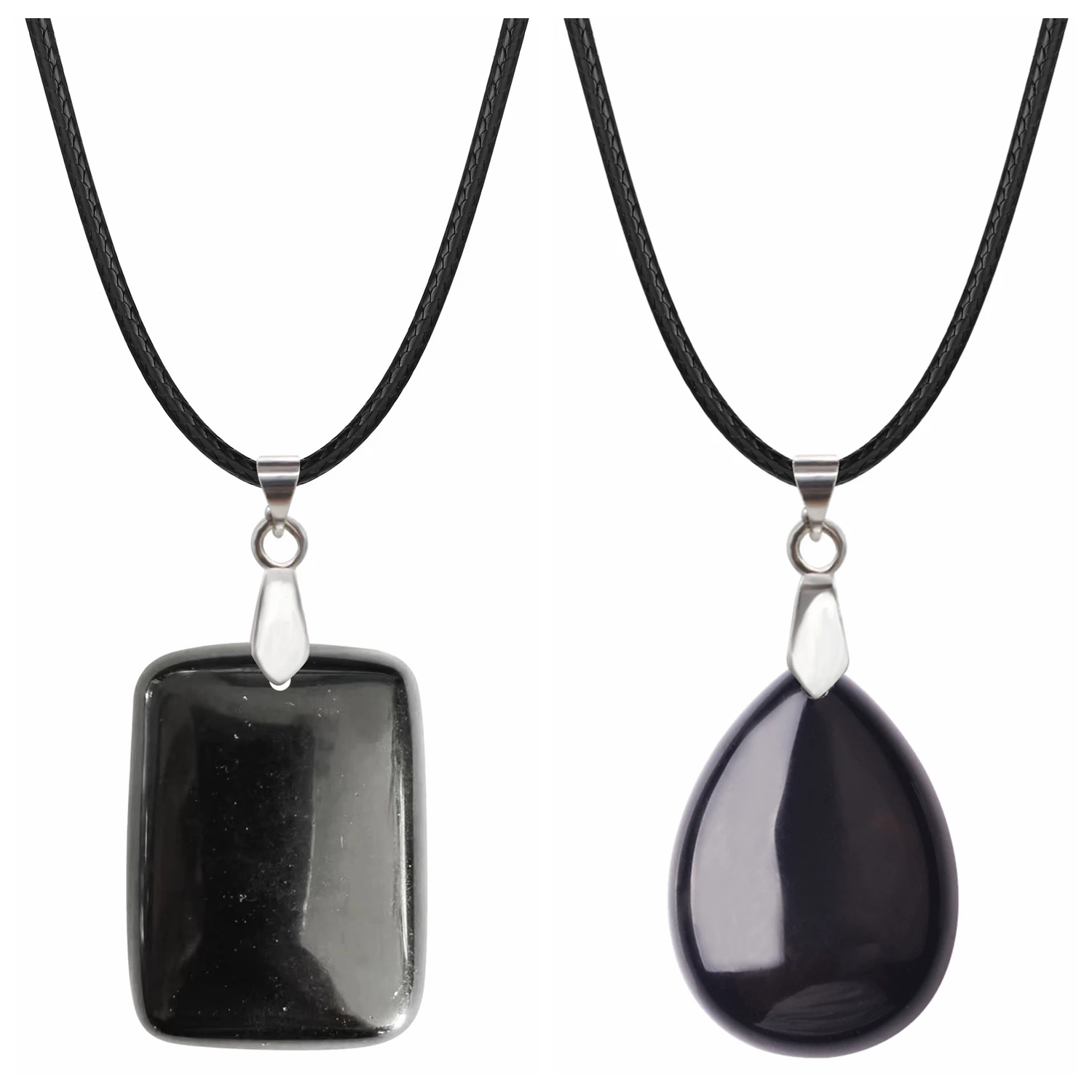 

Ожерелье для пар с черным ониксом для мужчин и женщин, чакра, кварцевый кристалл на удачу, защитные подвески и каплевидные подвески