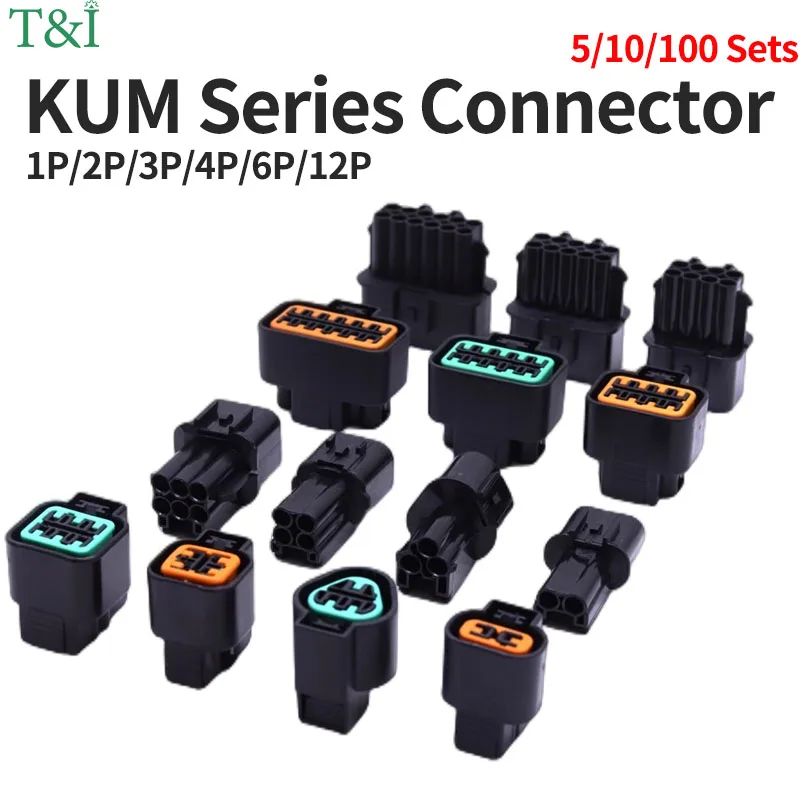 

5/10/100 Sets KUM DJ7XX3A-2.2 Series Waterproof and Flame-retardant Male and Female Plug Spring Socket Connector 1/2/3/4/6/12Pin