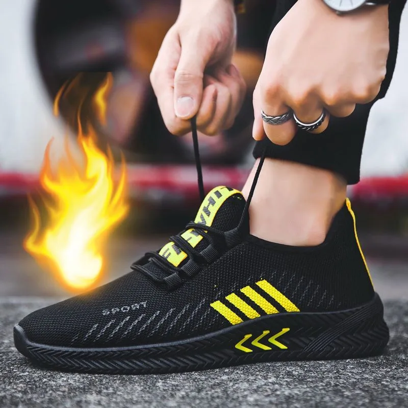 Summer Hot Sale Mesh Yellow Men's Running Shoes Breathable Cheap Trainers Sneakers Men Light Comfortable Sport Shoes for Man