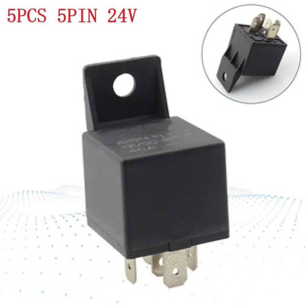 5pcs 12V/24V Automotive Changeover Relay 40A 5-Pin SPDT Switching Relays For Car Bike Van Head Light Air Conditioner