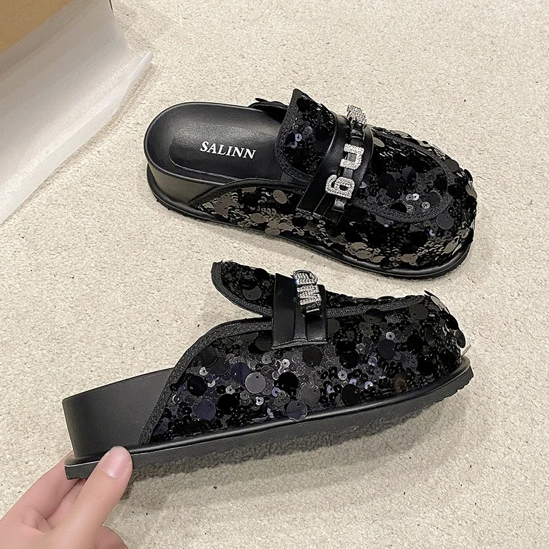 Женские тапочки Baotou весна-лето 2023 новые модные туфли Мюллера на толстой подошве с