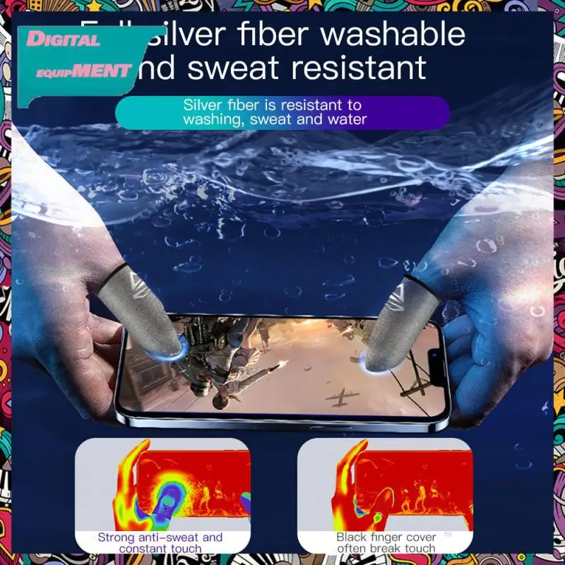 

Non-slip Touch Screen Fingertip Cover Gloves Sweatproof Silver Fiber Mobile Game Fingertip Gloves Breathable Finger Cots